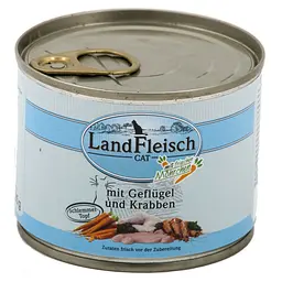 Консерви для котів LandFleisch Adult Cat Geflugel mit Krabben (птах, краб) 195 г