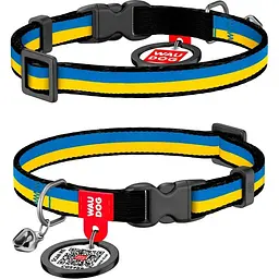 Нашийник для котів Waudog Nylon Colors of freedom з QR паспортом 20-30х1 см блакитний з жовтим - мініатюра 3