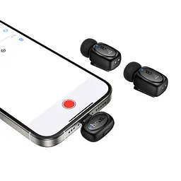 Бездротова мікрофонна система HOCO L19 Graceful wireless microphone(iP/Type-C) Black (6942007655477) - мініатюра 4