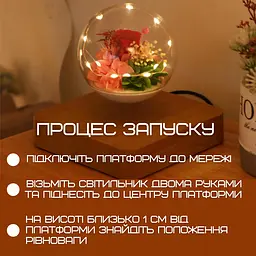 Магнітний левітуючий нічник ширяє квітка троянда led світильник у кулі обертається HCNT teh0032269 - мініатюра 5