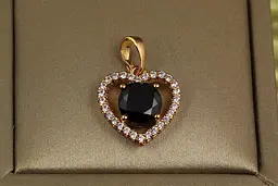 Кулон Xuping Jewelry обідок серце з чорним каменем 1,5 см золотистий