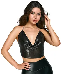 Топ - Cottelli Collection Metal Top Black S-L - мініатюра 2