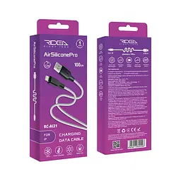 Кабель для заряджання та обміну даними USB Ridea RC-AI21 AirSiliconePro 12W 5V/2.4A USB-Lightning 1 м Біло-чорний - мініатюра 2