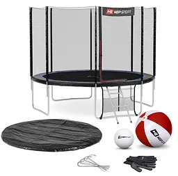 Батут Hop-Sport 12ft (366см) чорно-синій з зовнішньою сіткою