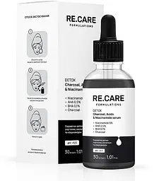 Сироватка-детокс для обличчя Re.Care Formulations Detox Charcoa, Acids & Niacinamide Serum 30 мл - мініатюра 2