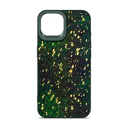 Кожаный чехол для Apple iPhone 15, Harder Nagas, зеленый, термополиуретан ТПУ + экокожа с имитацией кожи Наги, панель, защита корпуса, противоударный, микрофибра, рамка вокруг камеры, защита всего корпуса, (ARM76733)