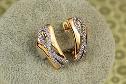 Сережки Xuping Jewelry стрічка з родієм 1,9 см золотисті - мініатюра 2