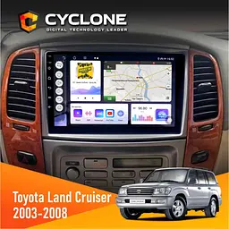 Штатна магнітола Toyota Land Cruiser (100) 2003-2008 Cyclone C10-011 4x64, DSP Cyclone (НФ-00007570)