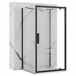 Душова кабіна Rea Rapid Swing 100x90 black пристінна REA-KPL-009956, Чорний матовий, Універсальна, прозрачний, Чорний матовий