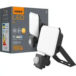 Світлодіодний прожектор Videx F3 з датчиком руху і освітленості 20W 5000K Black (VLE-F3-0205B-S) [144841] - мініатюра 4