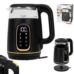 Електрочайник Adler AD 1305 black gold 1850-2200Вт/ 1.7л/ скло/ встановлення температури/ - мініатюра 8
