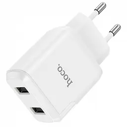 Мережевий зарядний пристрій Hoco 2 USB Hoco N7 Speedy 2.1 A White - мініатюра 2