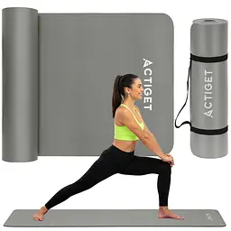 Килимок спортивний Actiget NBR 183 x 61 x 1 cм для йоги та фітнесу ACT0019 Grey - мініатюра 2