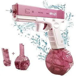 Електричний водяний пістолет високого тиску для дітей і дорослих Glock Water Gun рожевий