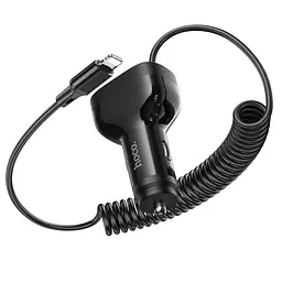 Автомобільний зарядний пристрій Hoco NZ11A 2USB/ Type-C PD 30W чорний + кабель Lightning - мініатюра 5