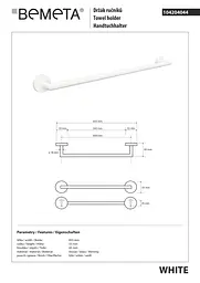 Тримач для рушника Bemeta White 104204044 Білий - мініатюра 2