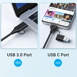 Концентратор XoKo USB-C 5-in-1 USB 3.0 + USB 2.0 + SD/TF + RJ45 100Mbps silver (XK-AC-350) - мініатюра 4