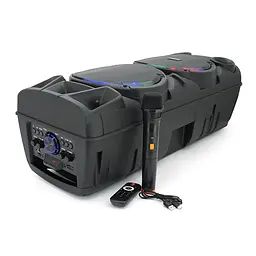 Потужна акустична система з підсвічуванням ZQS8210, 2*20W, 1*Bluetooth мікрофон, пульт, вбудований акум 4500mAh, живлення 220В, Black, Box - мініатюра 6