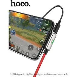 Перехідник Hoco 3-in-one Lightning cable to Sync Audio LS28 22 см червоно-сріблястий - мініатюра 2
