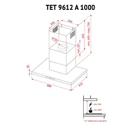 Витяжка декоративна Т-подібна PERFELLI TET 9612 A 1000 W LED - мініатюра 10
