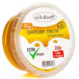 Цукрова паста для депіляції Silk&Soft в домашніх умовах мануальна 250 г №01 Extra/Середня