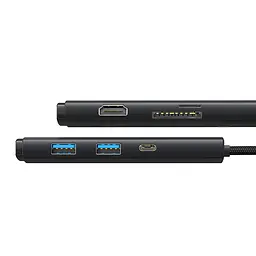 USB-хаб Baseus Lite Series 6-Port Type-C HUB Docking Station (Type-C to HDMI+USB3.0*2+PD+SD/TF) Black (WKQX050101) - мініатюра 4