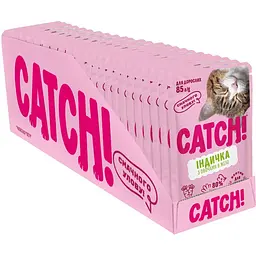 Набір вологий корм Catch! для дорослих котів з індичкою та овочами в желе 2.04 кг (24 шт х 85 г)