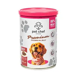 Вологий корм для дорослих собак Pet Chef, шматочки в желе з яловичиною 415 г - мініатюра 5