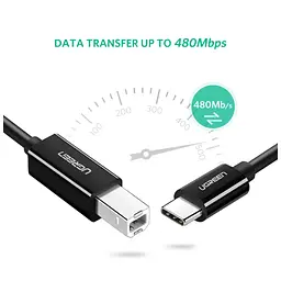 Кабель для принтера USB-C 2.0 to BM 2.0m US241 black Ugreen (50446) - мініатюра 4