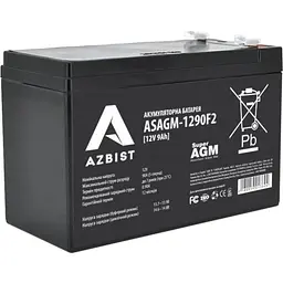 Акумуляторна батарея для ДБЖ Azbist AGM 12 V / 9 А*ч (ASAGM-1290F2) - мініатюра 1