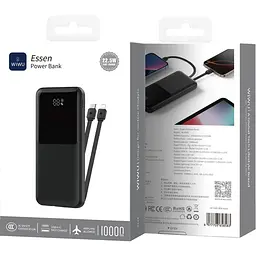 Зовнішній акумулятор WiWU Essen Wi-P081 10000mAh 22.5W Black (6977703658583) [161282] - мініатюра 6