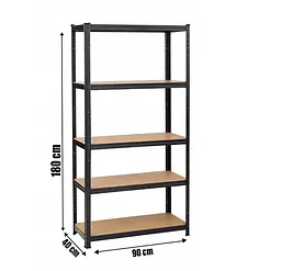 Стелаж LEOBRO Premium Black 180 х 90 х 40 см, 175кг/полиця, 5 полиць (LB-R115) - мініатюра 3