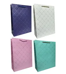 Подарунковий пакет картонний, 200 г/м², Ромб, 26x32x10 см, 6 шт. в упаковці (В асортименті)