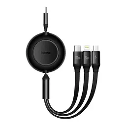Кабель потрійний Baseus Bright Mirror 2 Series 3 в 1 (Micro USB + Lightning + Type-C) 100 W - 110 см чорний - мініатюра 1