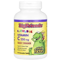 Вітамін C для дітей 250 мг смак апельсина Chewable Vitamin C Natural Factors 90 жувальних таблеток