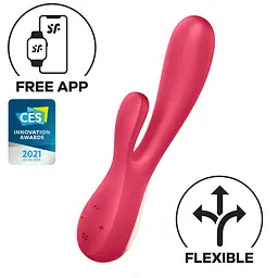 Смарт вібратор-кролик Satisfyer Mono Flex Red, 2 мотори, керування через інтернет - мініатюра 1