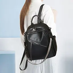 Стильний жіночий шкіряний рюкзак чорний міський 51124 Tiding Bag - мініатюра 2