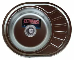 Кухонна мийка Рlatinum 5745 з нержавіючої сталі 0.8 мм овальна 57x45 см полірована (000000343) - мініатюра 2
