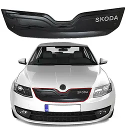 Зимова накладка на радіаторні грати Skoda Octavia A7 2013-2017 Глянець з Логотипом Voon glass