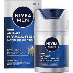 Антивіковий зволожувальний крем для обличчя NIVEA MEN Hyaluron SPF15 50 мл (83969)