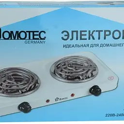Електроплита спіральна Domotec HP-200 B, настільна електрична плитка - мініатюра 3