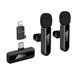 Мікрофон Hoco L20A Fair dual-mic wireless microphone iP/Type-C чорний - мініатюра 7