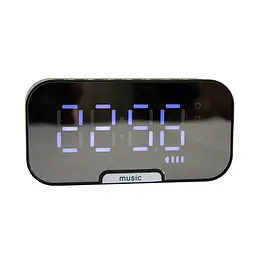 Настільний годинник електронний з будильником, Bluetooth колонкою та FM-радіо, чорний - мініатюра 2