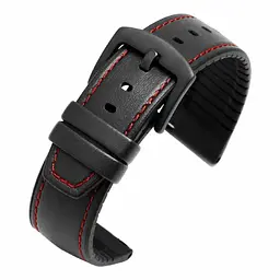 Ремінець для Polar Vantage M - чорно-червоний шкіра розмір L ширина кріплення 22мм чорна застібка Watchbands Twoline (WB4494378) - мініатюра 3