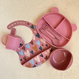 Набір Ведмедики BPR img_e6675 pink сердечка поїльник з трубочкою ПРЕМІУМ якість - мініатюра 2