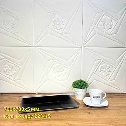 Самоклеюча декоративна 3D панель Loft Expert ромб квітка біла 700x700x5 мм - мініатюра 2