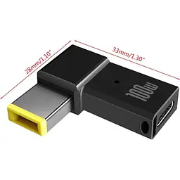Перехідник STLab USB-C Female to DC Male Jack Square Mouth для Lenovo 10x6mm PD 100W Black [152524] - мініатюра 7