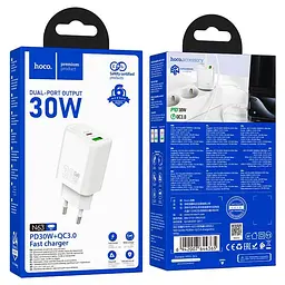 Адаптер мережевий HOCO Gentle charger N63 |1USB/1Type-C, 30W/3A, PD/QC| - мініатюра 2