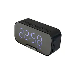 Настільний годинник електронний з будильником, Bluetooth колонкою та FM-радіо, чорний - мініатюра 8