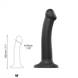 Фалоімітатор Strap-On-Me Bendable Double Density M 18 см чорний - мініатюра 2